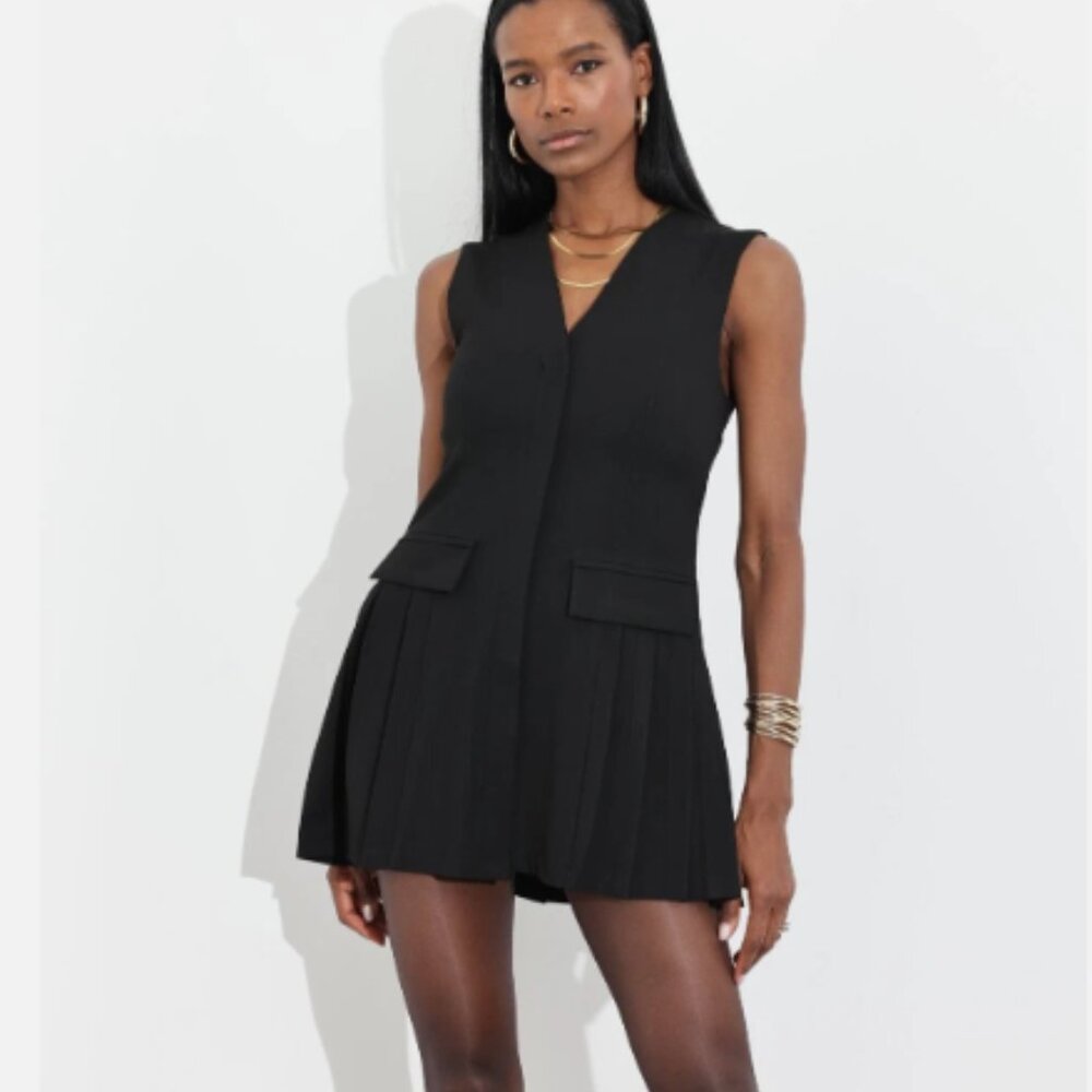 Camila Coehlo Black Faux Suede Sleeveless V-Neck Mini Dress Small NWT Revolve